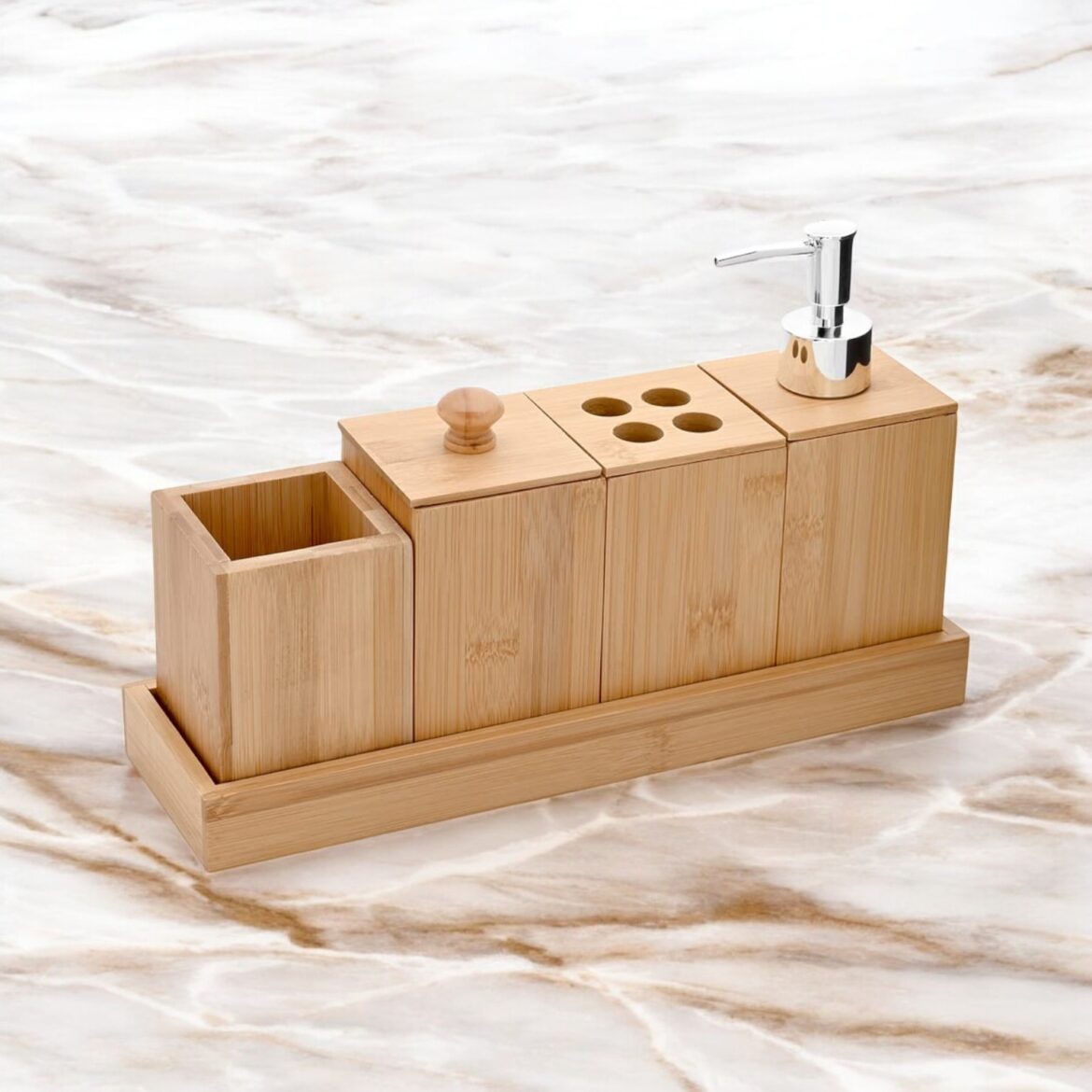 kit banheiro de madeira